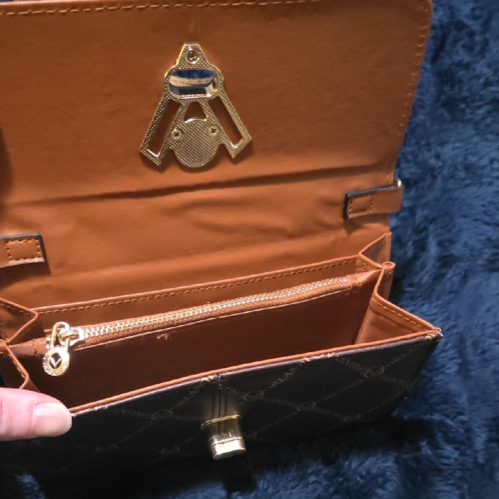 Valentino Orlandi Brown Logo Crossbody Bag with Detachable Strap - Picture 2 of 3